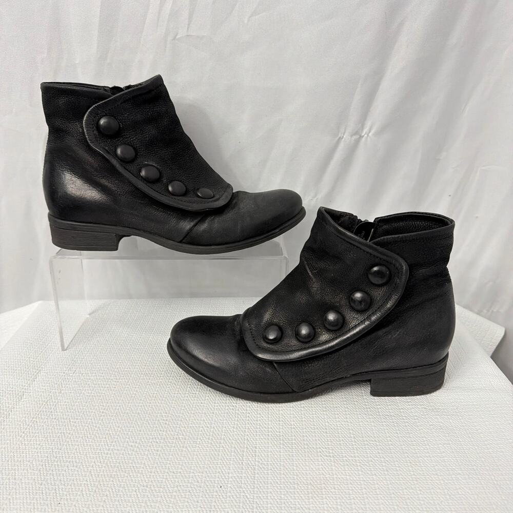 Miz Mooz Black Ankle Booties with Button Accents - Picture 8 of 12